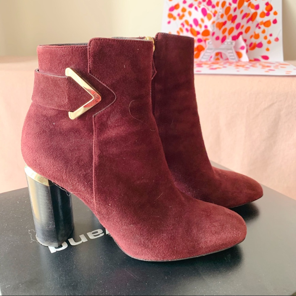 Nicholas Kirkwood Maroon Suede Bottie